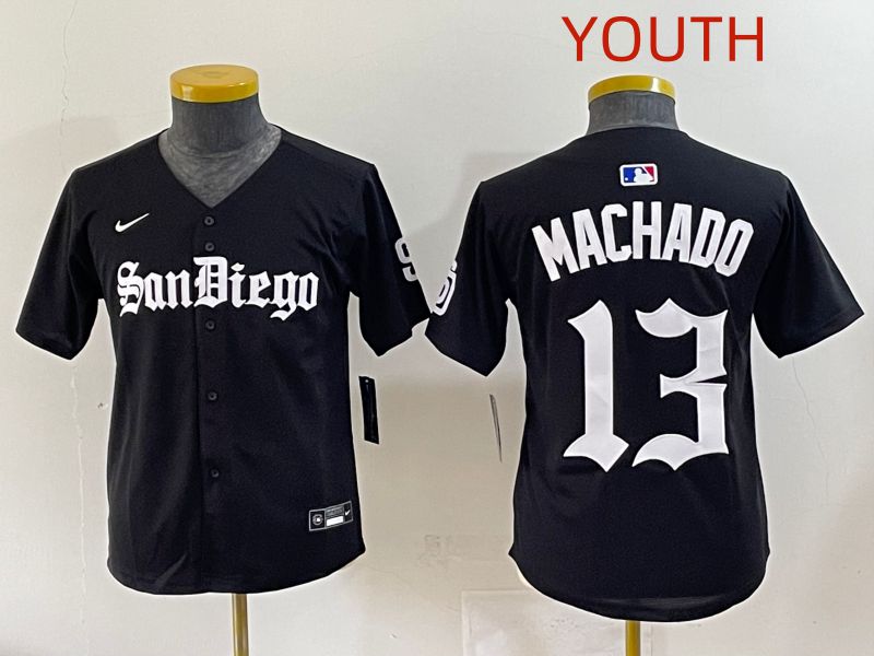 Youth 2025 San Diego Padres #13 Machado Black Five generations Joint Name Nike MLB Jersey style 1